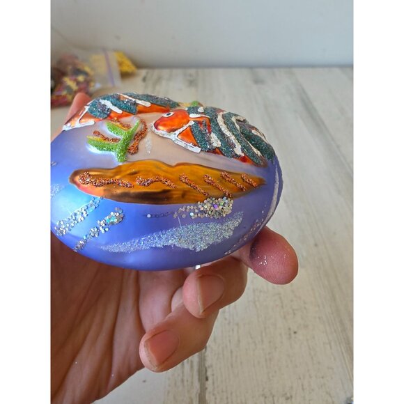 Angel fish glass ornament fish glitter tropical Hawaiian‎ shell Xmas tree - Picture 8 of 9